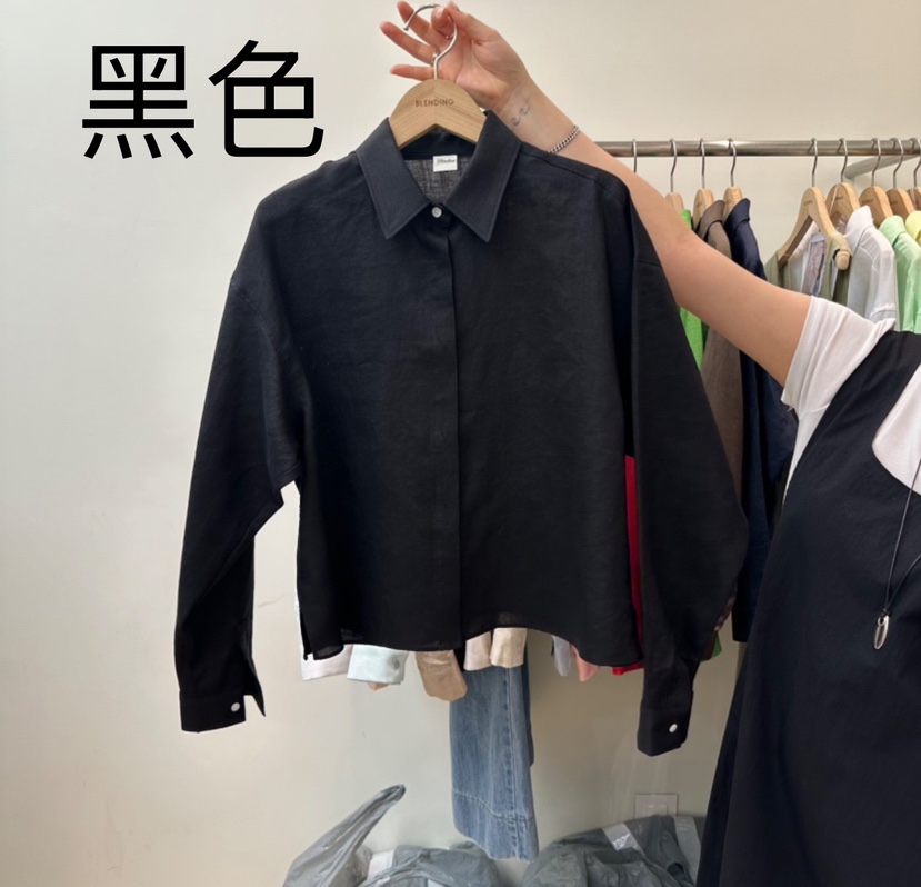 BLENDING-p韓國直郵女裝新品推薦時尚25春夏襯衫蕾絲衫亞麻BLENDING襯衫/蕾絲衫圖色9