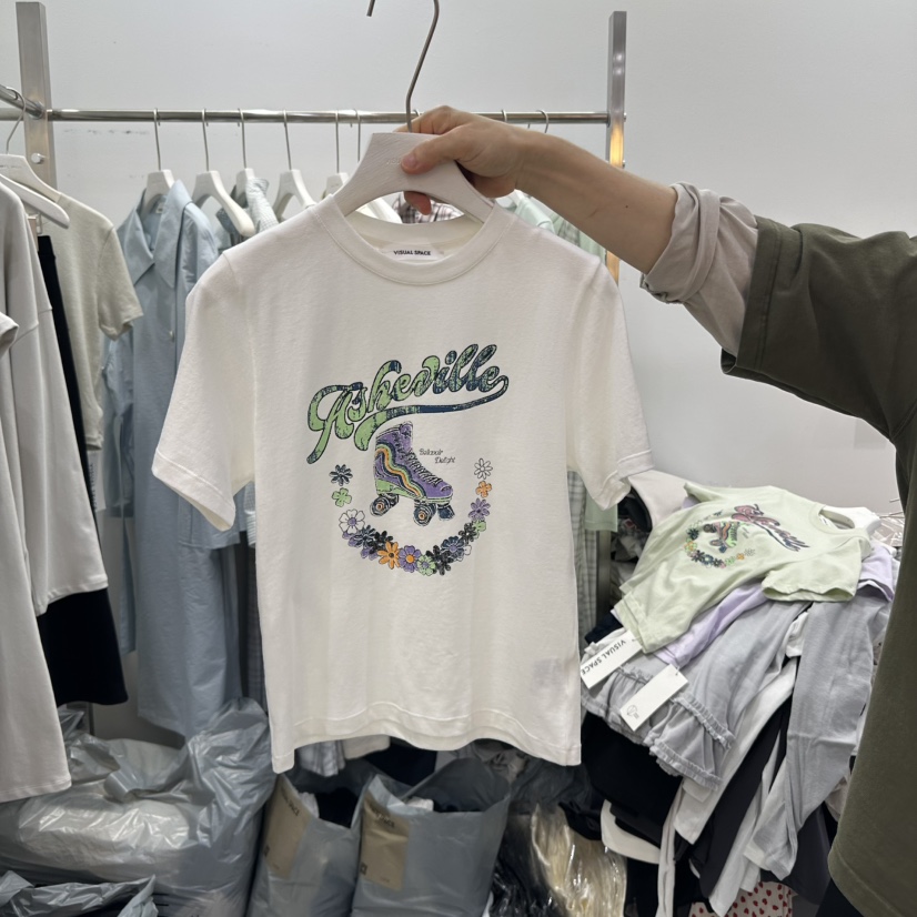 VISUAL SPACE東大門實拍女士新款時尚推薦職業熱賣人氣T恤VISUAL SPACET恤圖色2