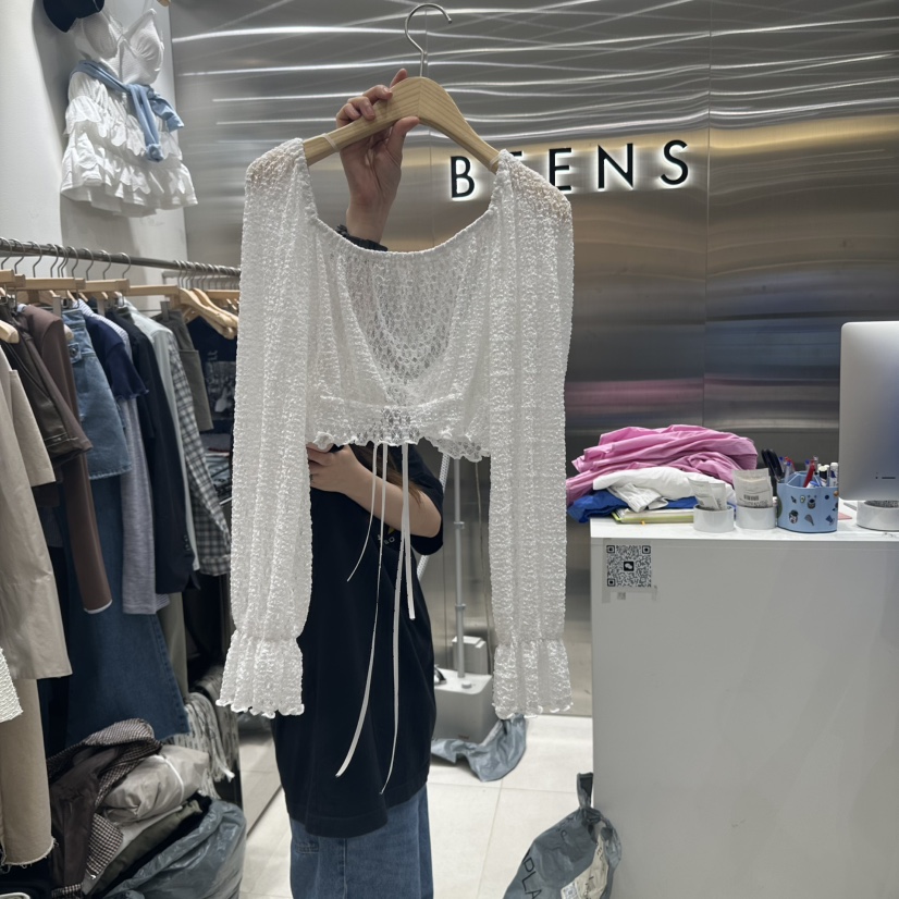 BEENS韓國代購女士新品真品推薦時尚熱賣人氣襯衫蕾絲衫開衫BEENS襯衫/蕾絲衫