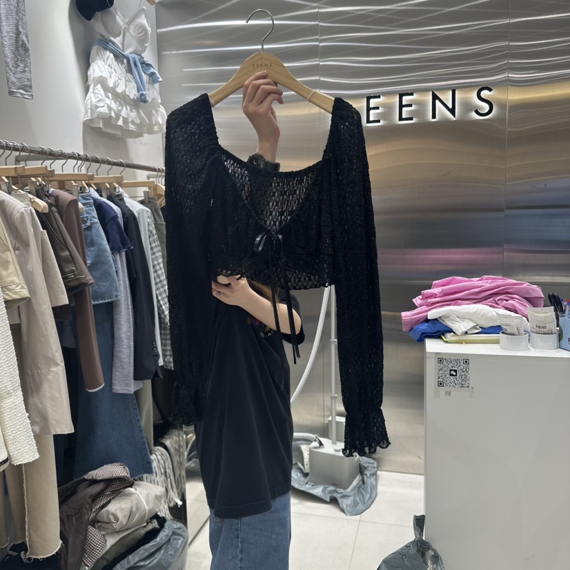 BEENS韓國代購女士新品真品推薦時尚熱賣人氣襯衫蕾絲衫開衫BEENS襯衫/蕾絲衫