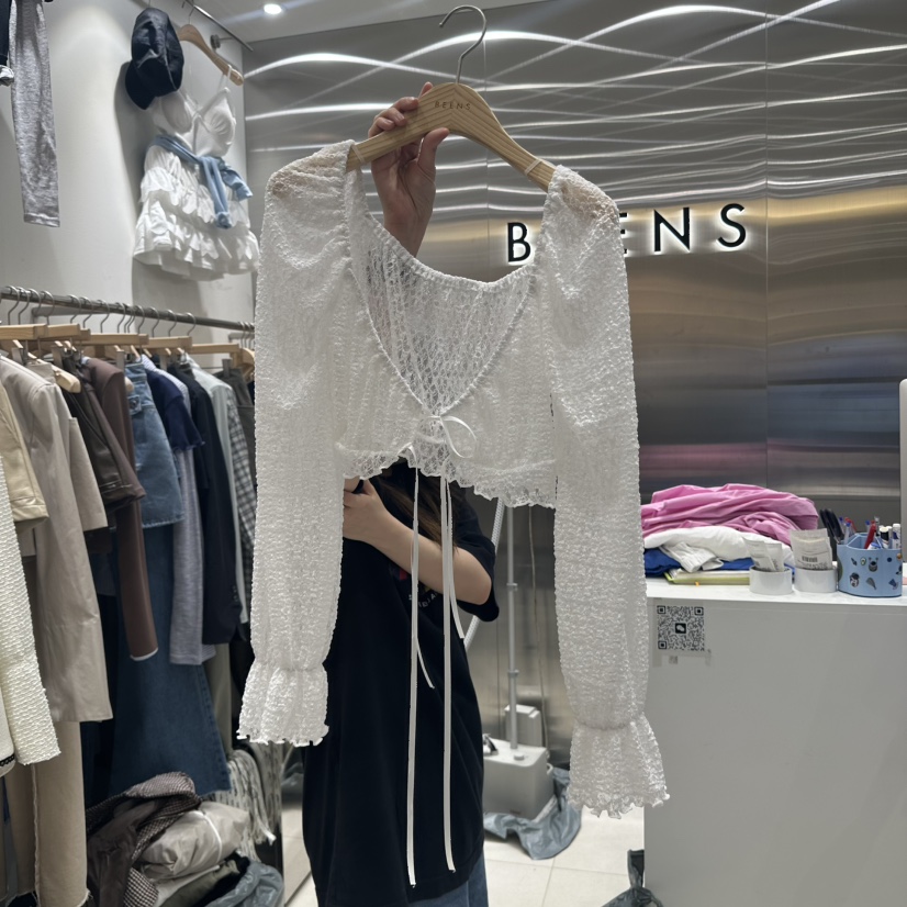 BEENS韓國代購女士新品真品推薦時尚熱賣人氣襯衫蕾絲衫開衫BEENS襯衫/蕾絲衫圖色2