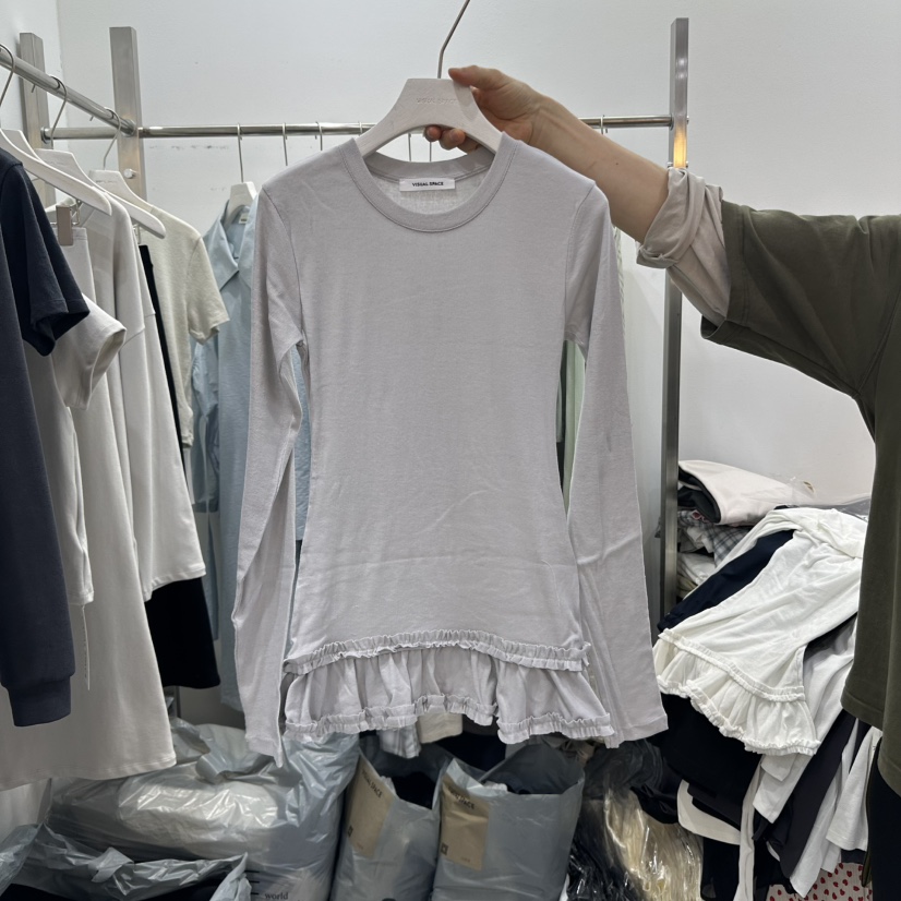 VISUAL SPACE韓國直郵女士新品職業人氣真品25春夏長袖T恤VISUAL SPACE長袖T恤