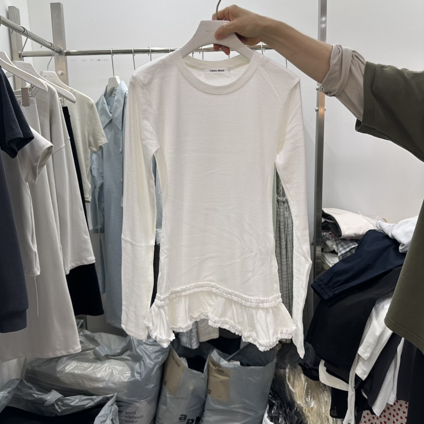 VISUAL SPACE韓國直郵女士新品職業人氣真品25春夏長袖T恤VISUAL SPACE長袖T恤圖色2