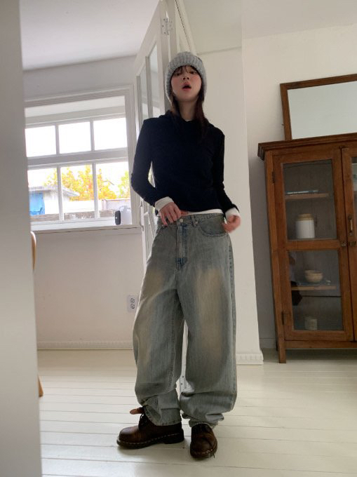 DOT韓國直郵㊣女裝新品熱賣推薦休閑時尚人氣25春夏牛仔褲DOT牛仔褲