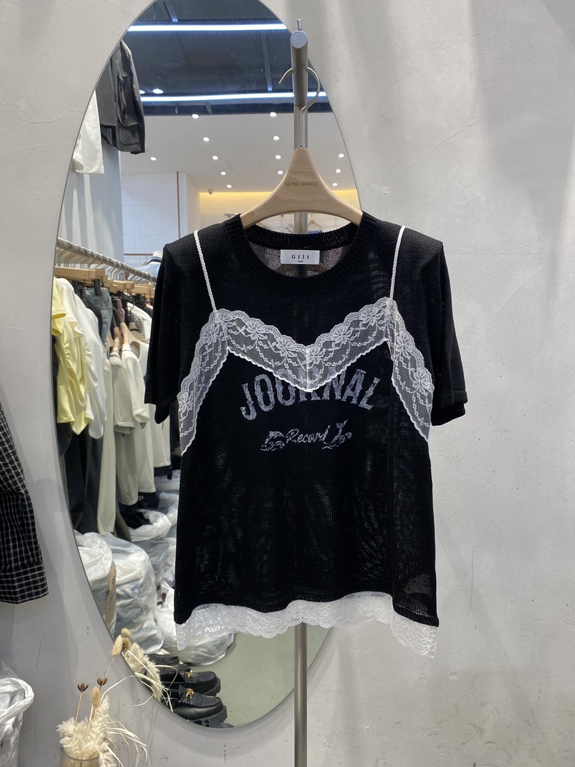 ULTRAORANGE韓國代購女士新品推薦真品25春夏人氣熱賣T恤蕾絲GILT/ULTRAORANGET恤圖色3