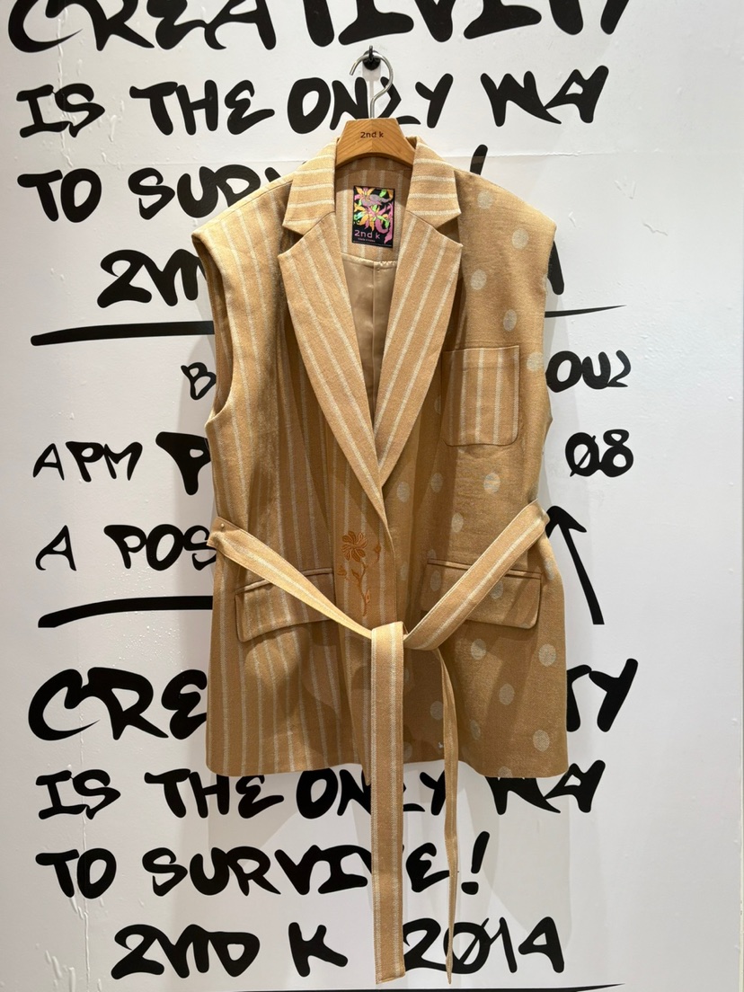 2ND K韓國直郵㊣東大門實拍女裝新款25春夏休閑馬甲含腰帶2ND K馬甲圖色1