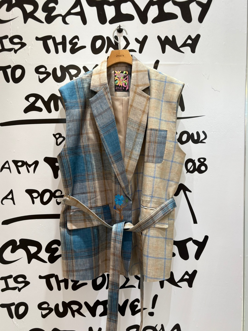 2ND K韓國直郵㊣東大門實拍女裝新款25春夏休閑馬甲含腰帶2ND K馬甲圖色2