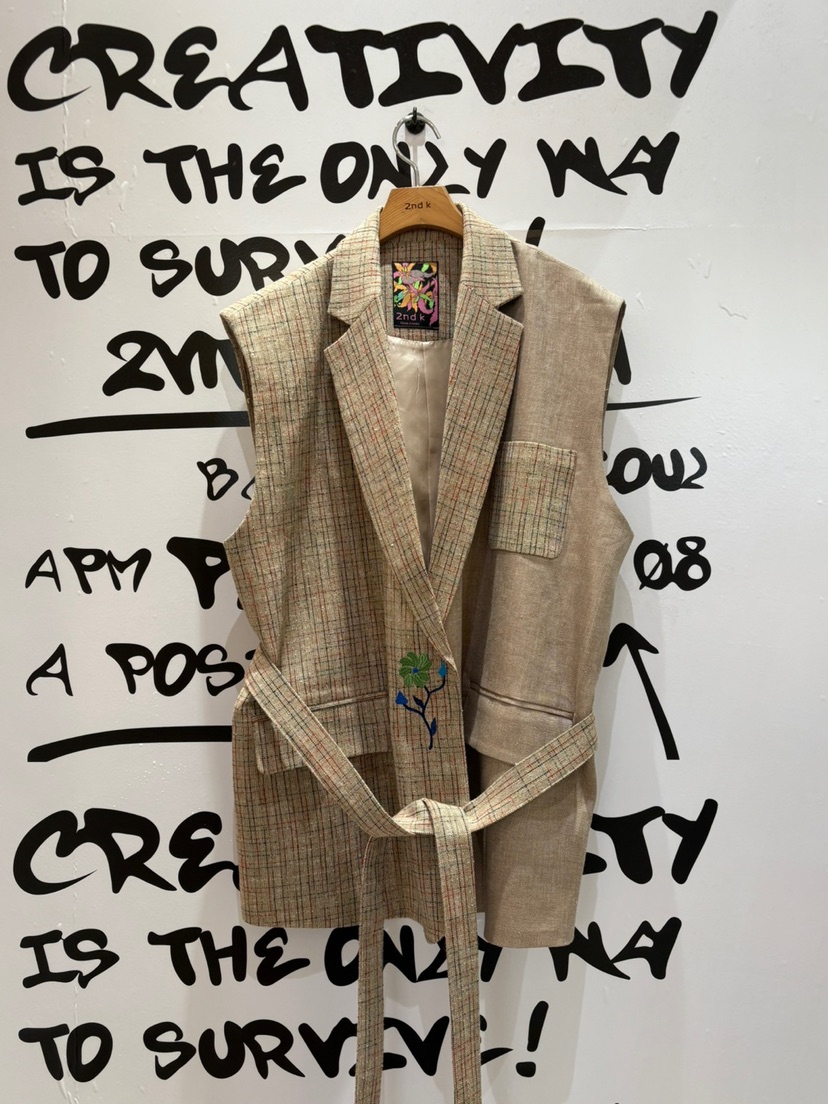 2ND K韓國直郵㊣東大門實拍女裝新款25春夏休閑馬甲含腰帶2ND K馬甲圖色3