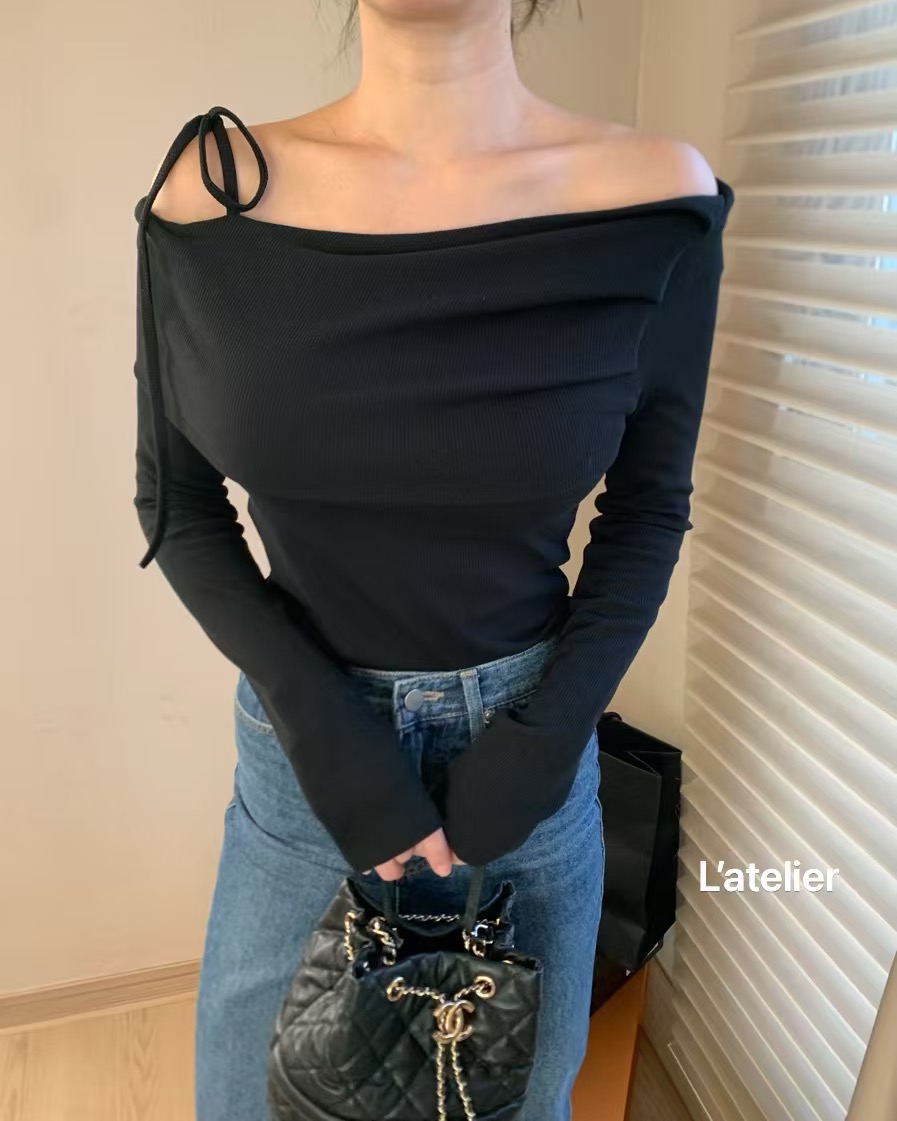 LATE LIER東大門實拍女裝新款時尚職業真品25春夏人氣長袖T恤LATE LIER長袖T恤圖色2