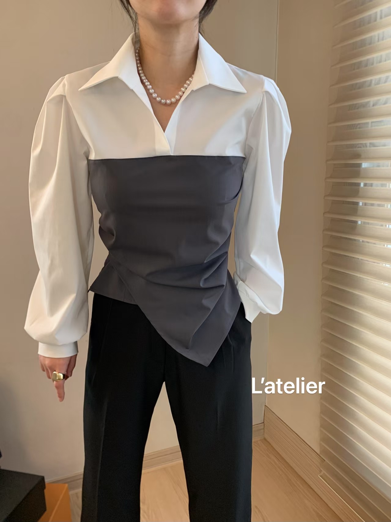 LATE LIER韓國代購女裝新品推薦時尚休閑熱賣人氣襯衫蕾絲衫LATE LIER襯衫/蕾絲衫