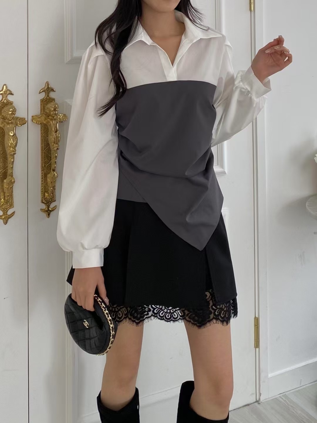 LATE LIER韓國代購女裝新品推薦時尚休閑熱賣人氣襯衫蕾絲衫LATE LIER襯衫/蕾絲衫