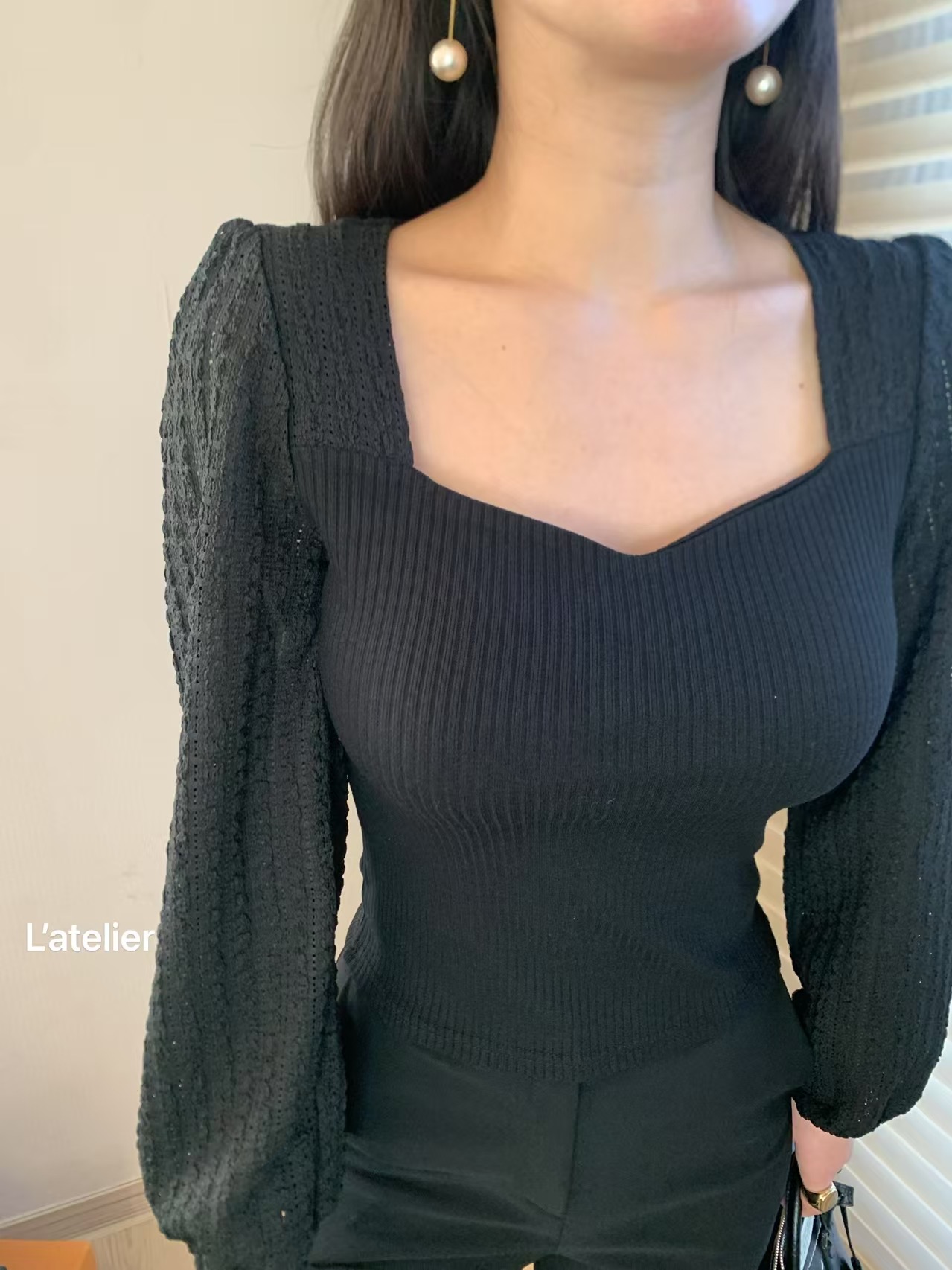 LATE LIER韓國代購女裝新品時尚人氣休閑真品熱賣針織衫蕾絲LATE LIER針織衫