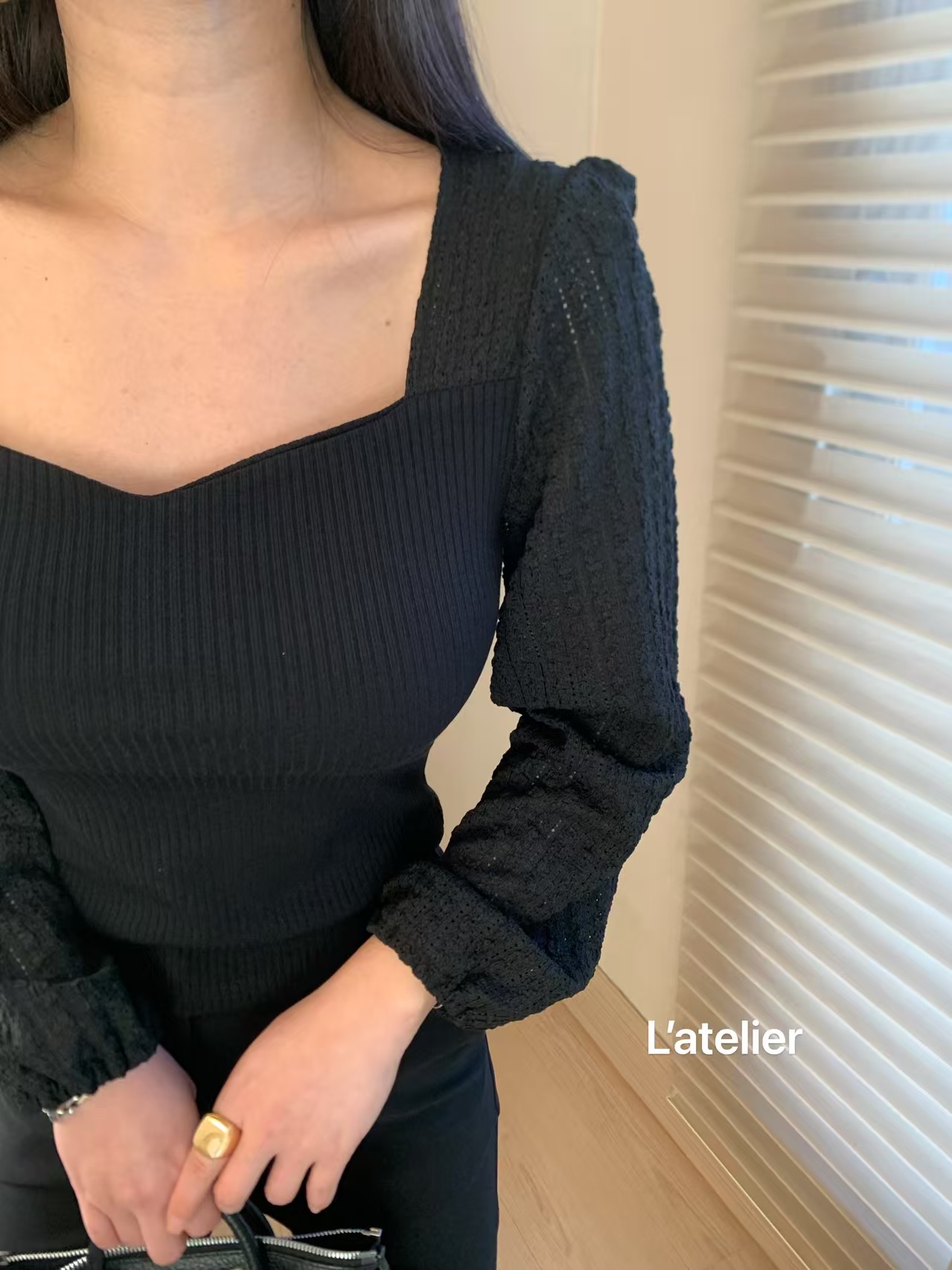 LATE LIER韓國代購女裝新品時尚人氣休閑真品熱賣針織衫蕾絲LATE LIER針織衫