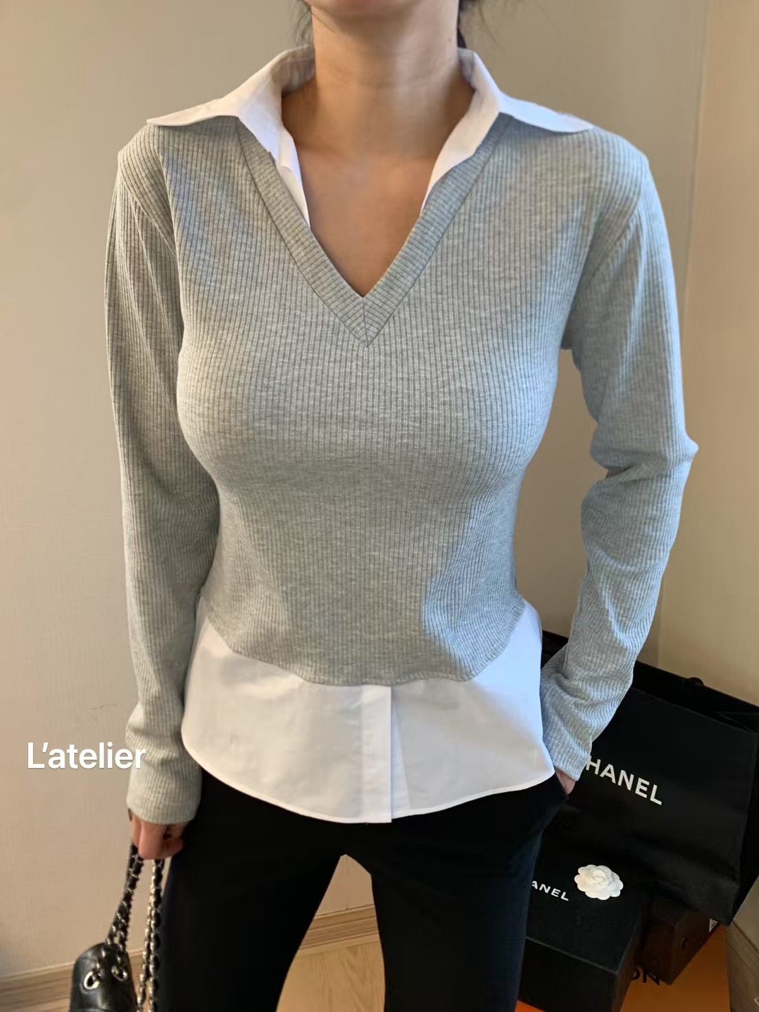 LATE LIER韓國代購女士新款職業人氣推薦休閑25春夏襯衫蕾絲衫LATE LIER襯衫/蕾絲衫圖色1