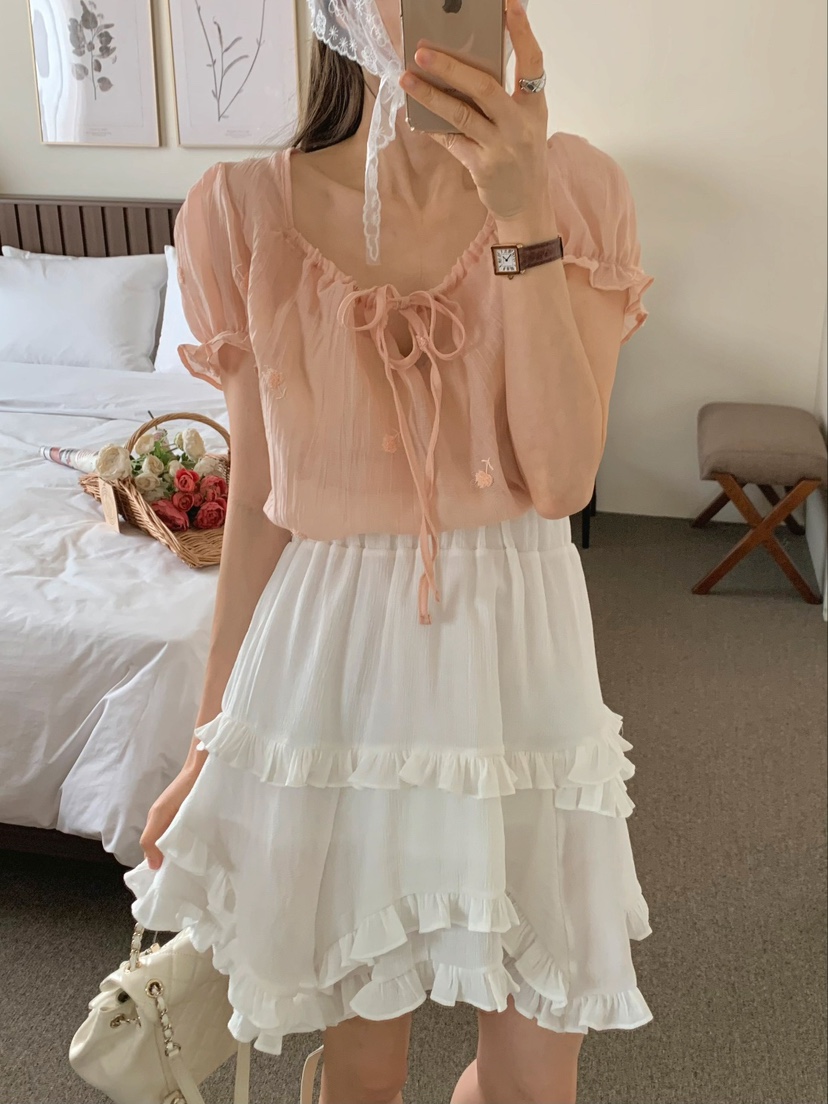 CRONG東大門實拍女裝新款真品職業25春夏熱賣襯衫蕾絲衫刺繡CRONG襯衫/蕾絲衫