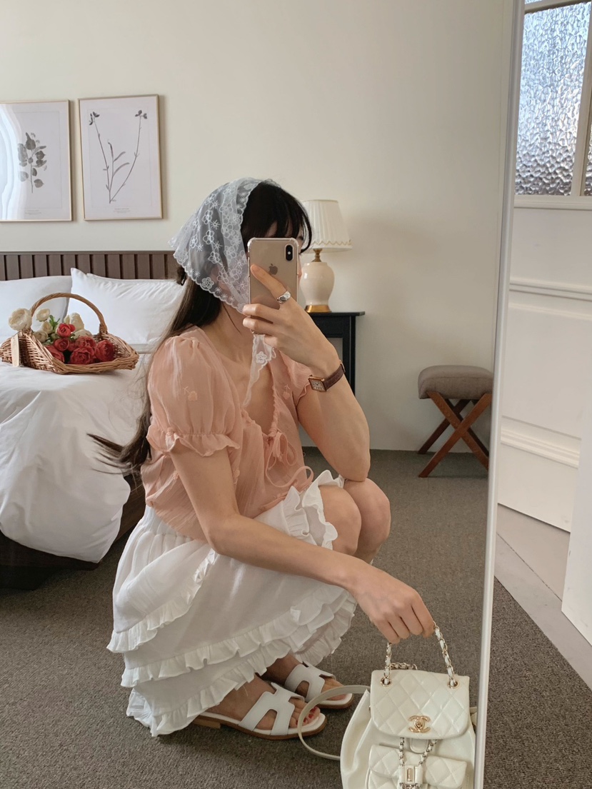CRONG東大門實拍女裝新款真品職業25春夏熱賣襯衫蕾絲衫刺繡CRONG襯衫/蕾絲衫