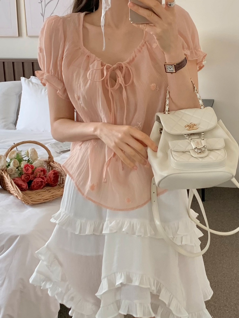 CRONG東大門實拍女裝新款真品職業25春夏熱賣襯衫蕾絲衫刺繡CRONG襯衫/蕾絲衫