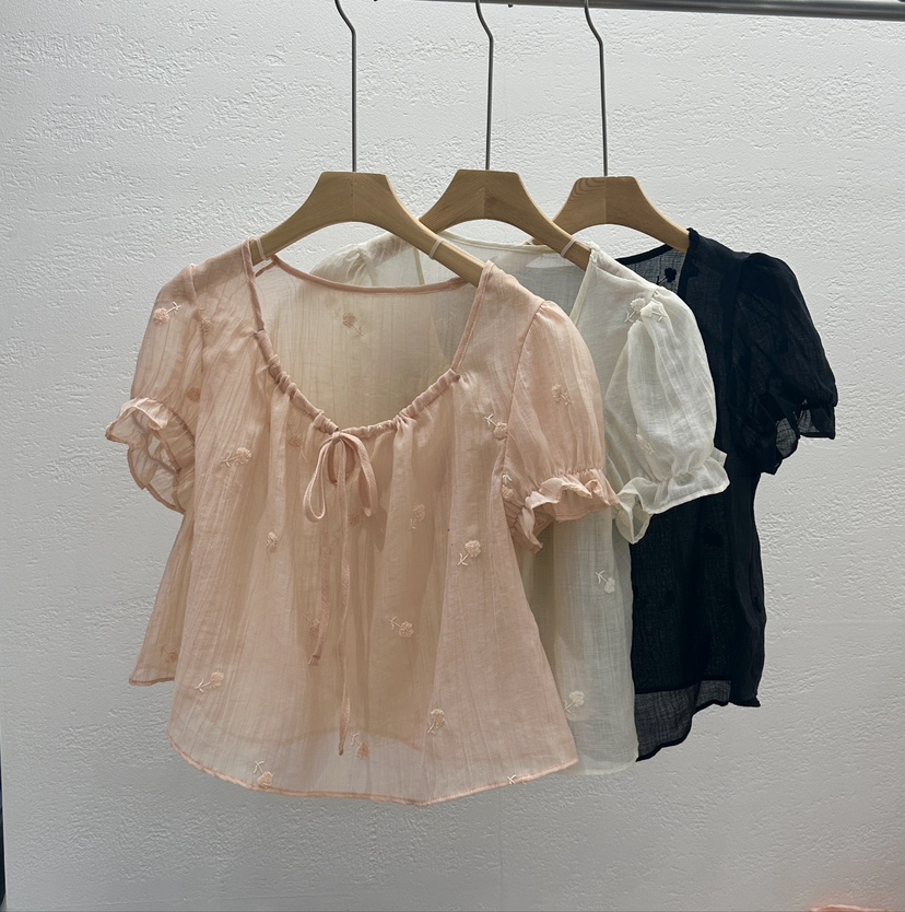 CRONG東大門實拍女裝新款真品職業25春夏熱賣襯衫蕾絲衫刺繡CRONG襯衫/蕾絲衫