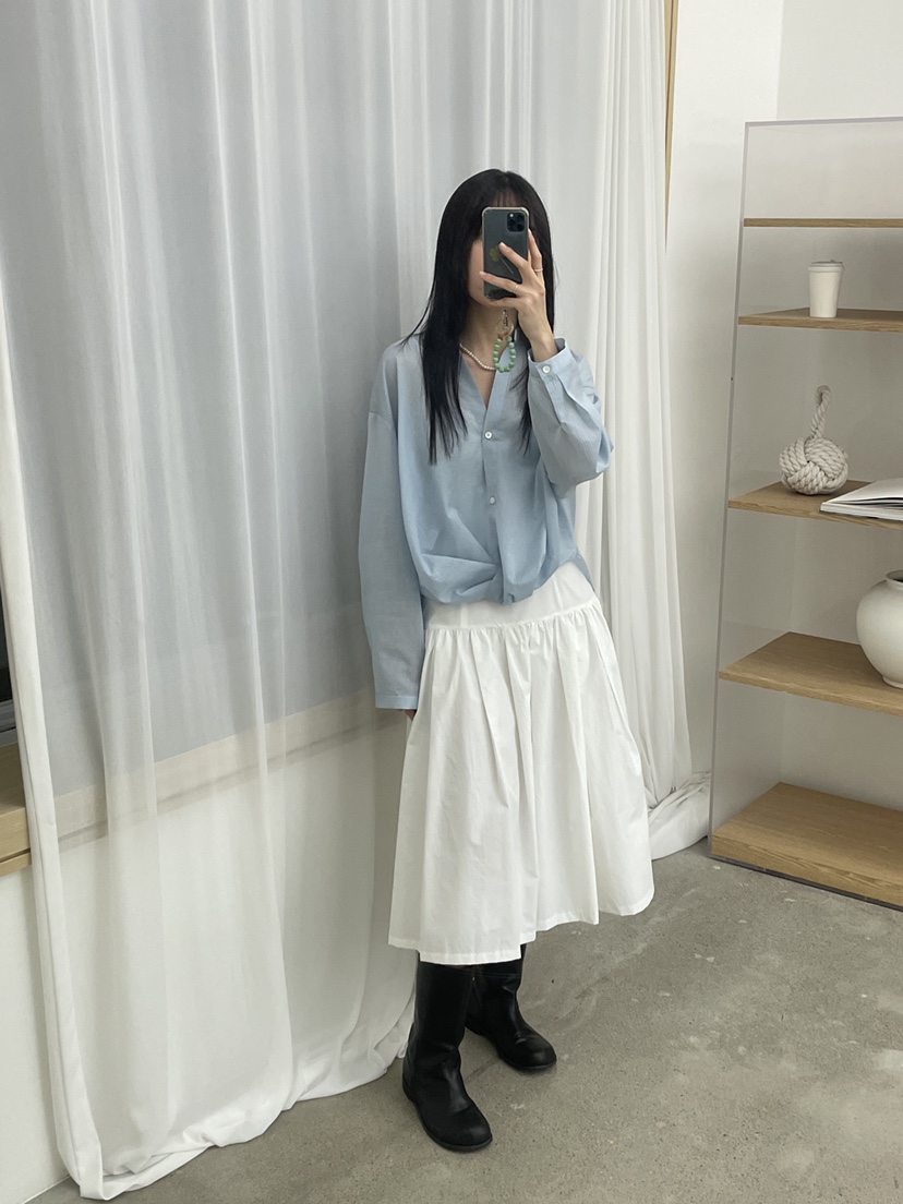 EDITORI韓國直郵女士新品職業25春夏時尚人氣半身裙中短裙褶皺EDITORI半身裙/中短裙