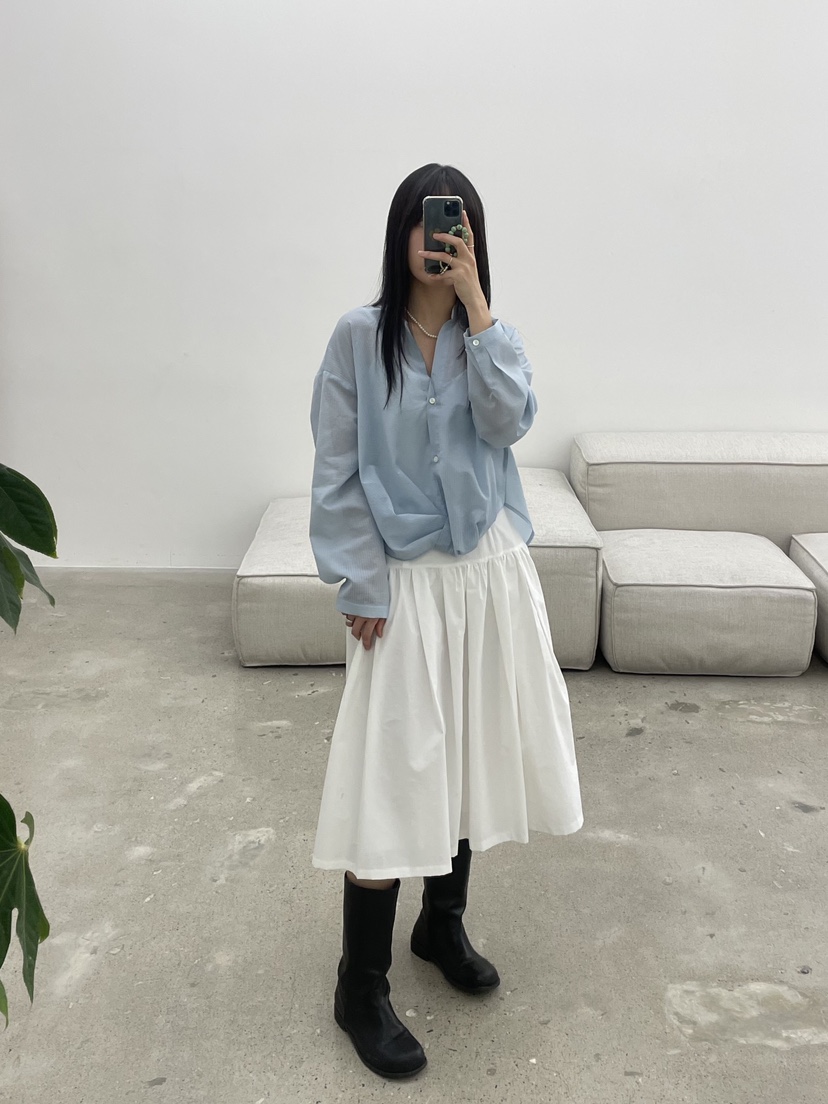 EDITORI韓國直郵女士新品職業25春夏時尚人氣半身裙中短裙褶皺EDITORI半身裙/中短裙