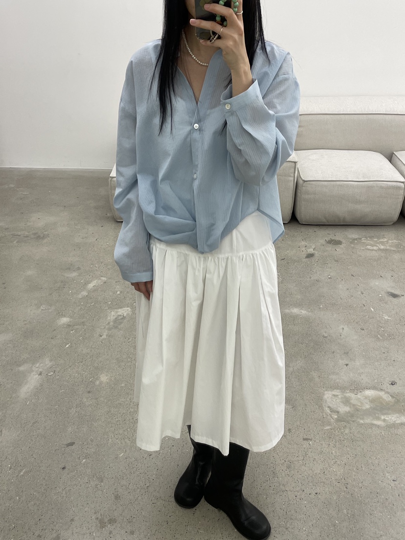 EDITORI韓國直郵女士新品職業25春夏時尚人氣半身裙中短裙褶皺EDITORI半身裙/中短裙