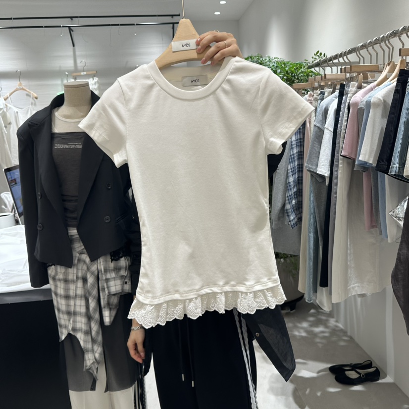 AYCE東大門實拍女士新品真品熱賣時尚休閑人氣職業推薦T恤蕾絲101SHOWROOM/AYCET恤圖色2