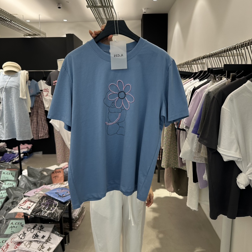 A.CES韓國代購女裝新款時尚熱賣推薦休閑25春夏職業人氣T恤A.CEST恤圖色3