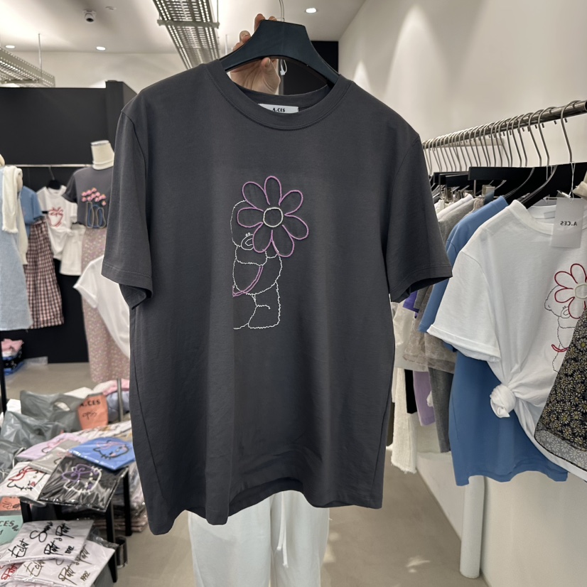 A.CES韓國代購女裝新款時尚熱賣推薦休閑25春夏職業人氣T恤A.CEST恤圖色4
