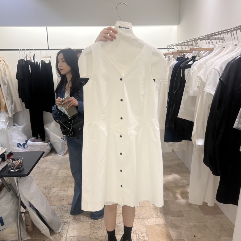 A Flan東大門直郵女裝新品休閑推薦真品熱賣時尚連衣裙紐扣AFN/A Flan連衣裙