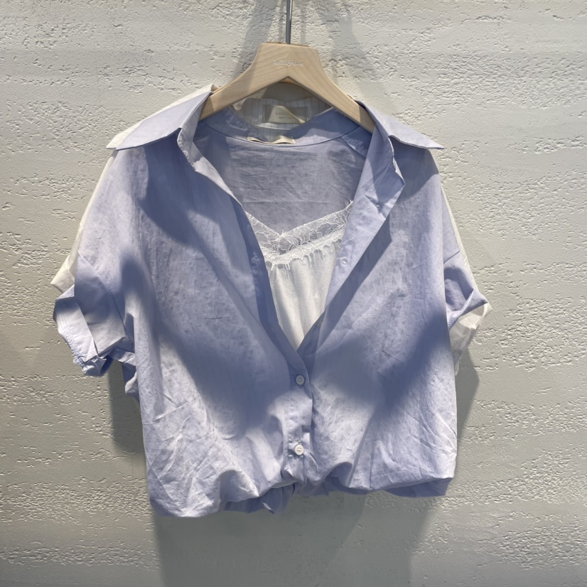 LULULALLA韓國代購女裝新品25春夏熱賣休閑人氣時尚襯衫蕾絲衫LULULALLA襯衫/蕾絲衫圖色2