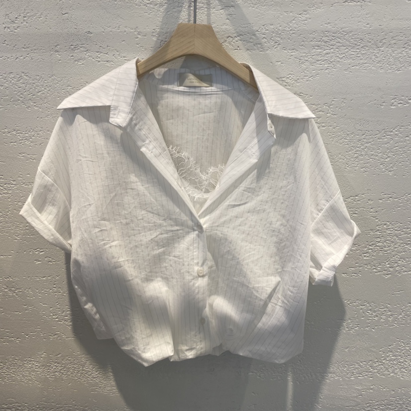LULULALLA韓國代購女裝新品25春夏熱賣休閑人氣時尚襯衫蕾絲衫LULULALLA襯衫/蕾絲衫圖色3