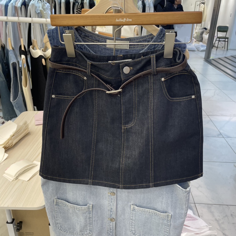 LULULALLA東大門直郵女士新品時尚熱賣休閑25春夏人氣短裙腰帶LULULALLA短裙圖色2