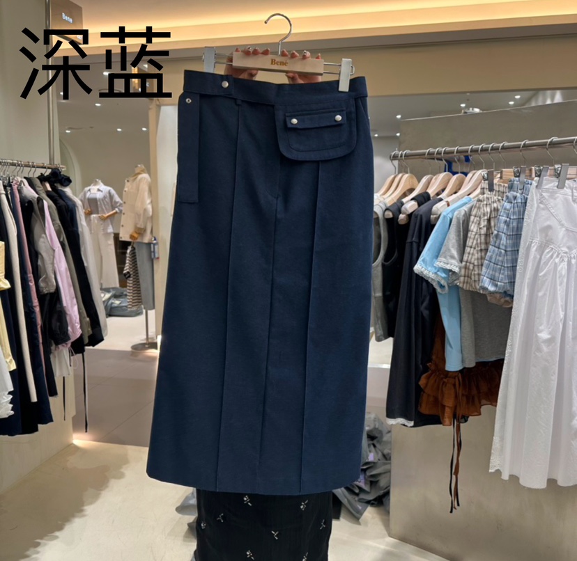 BENE韓國直郵女士新款人氣熱賣職業25春夏推薦長裙口袋腰帶BENE長裙圖色2