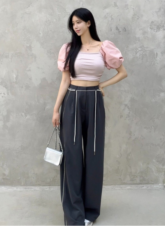 CLOTH東大門直郵女裝新品熱賣人氣真品時尚推薦休閑褲含腰繩CLOTH休閑褲