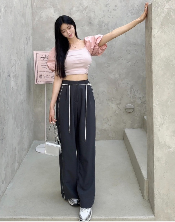 CLOTH東大門直郵女裝新品熱賣人氣真品時尚推薦休閑褲含腰繩CLOTH休閑褲