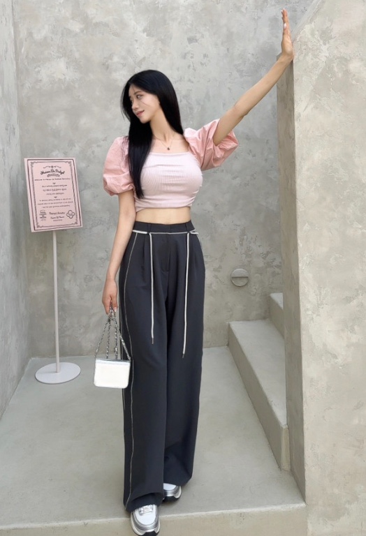 CLOTH東大門直郵女裝新品熱賣人氣真品時尚推薦休閑褲含腰繩CLOTH休閑褲