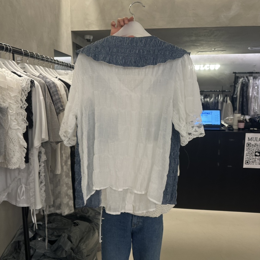 MULCUP東大門實拍女裝新品推薦真品時尚休閑人氣襯衫蕾絲衫MULCUP襯衫/蕾絲衫
