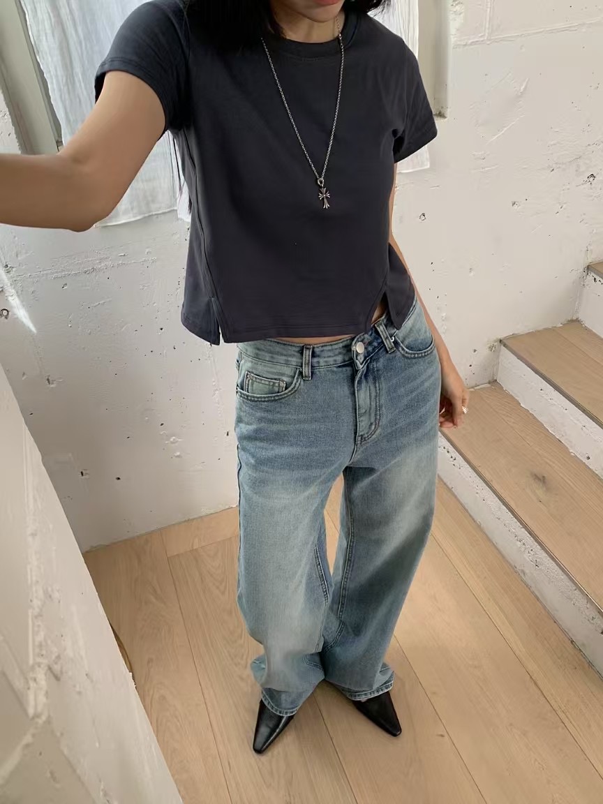 HANDER韓國直郵㊣女裝新款時尚熱賣25春夏推薦人氣牛仔褲拉絨HANDER牛仔褲