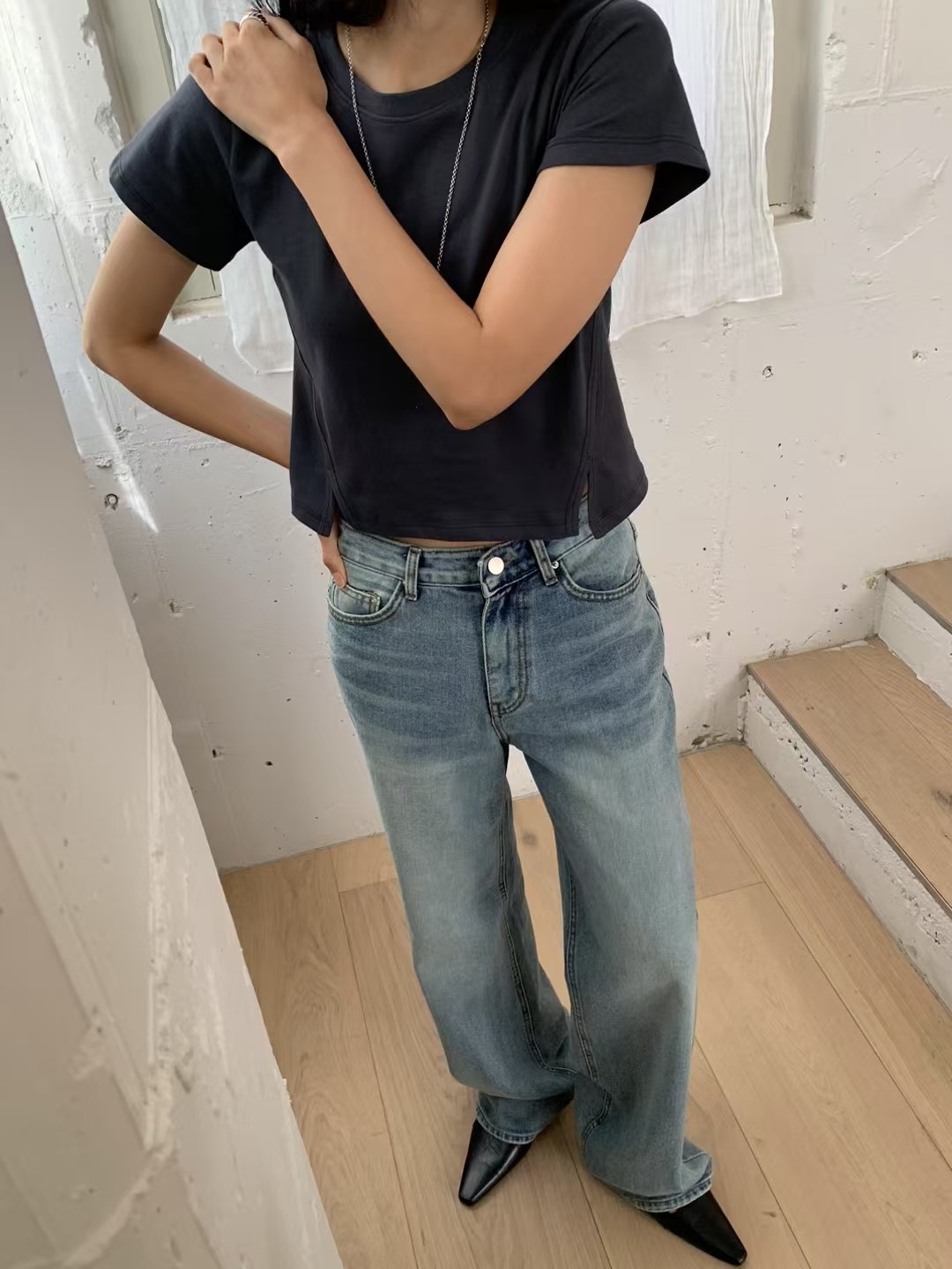 HANDER韓國直郵㊣女裝新款時尚熱賣25春夏推薦人氣牛仔褲拉絨HANDER牛仔褲
