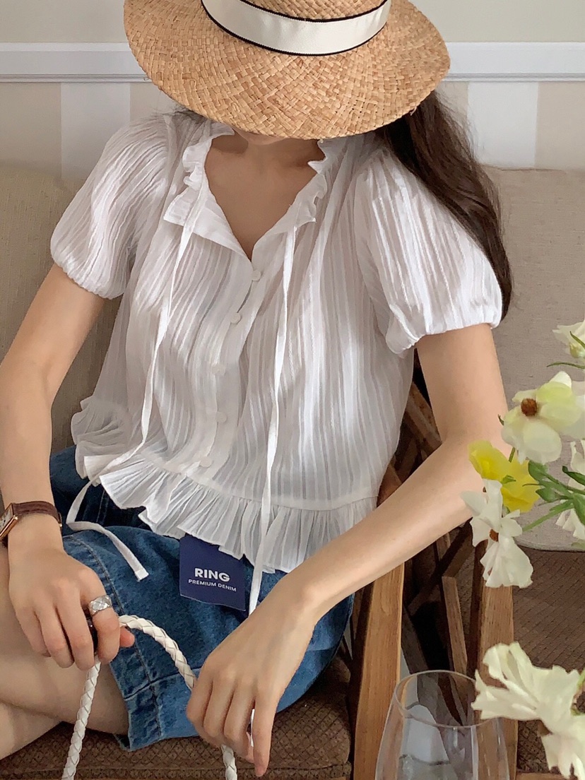 FORMSTUDIO韓國直郵㊣東大門實拍女裝新款休閑熱賣襯衫蕾絲衫FORMSTUDIO襯衫/蕾絲衫