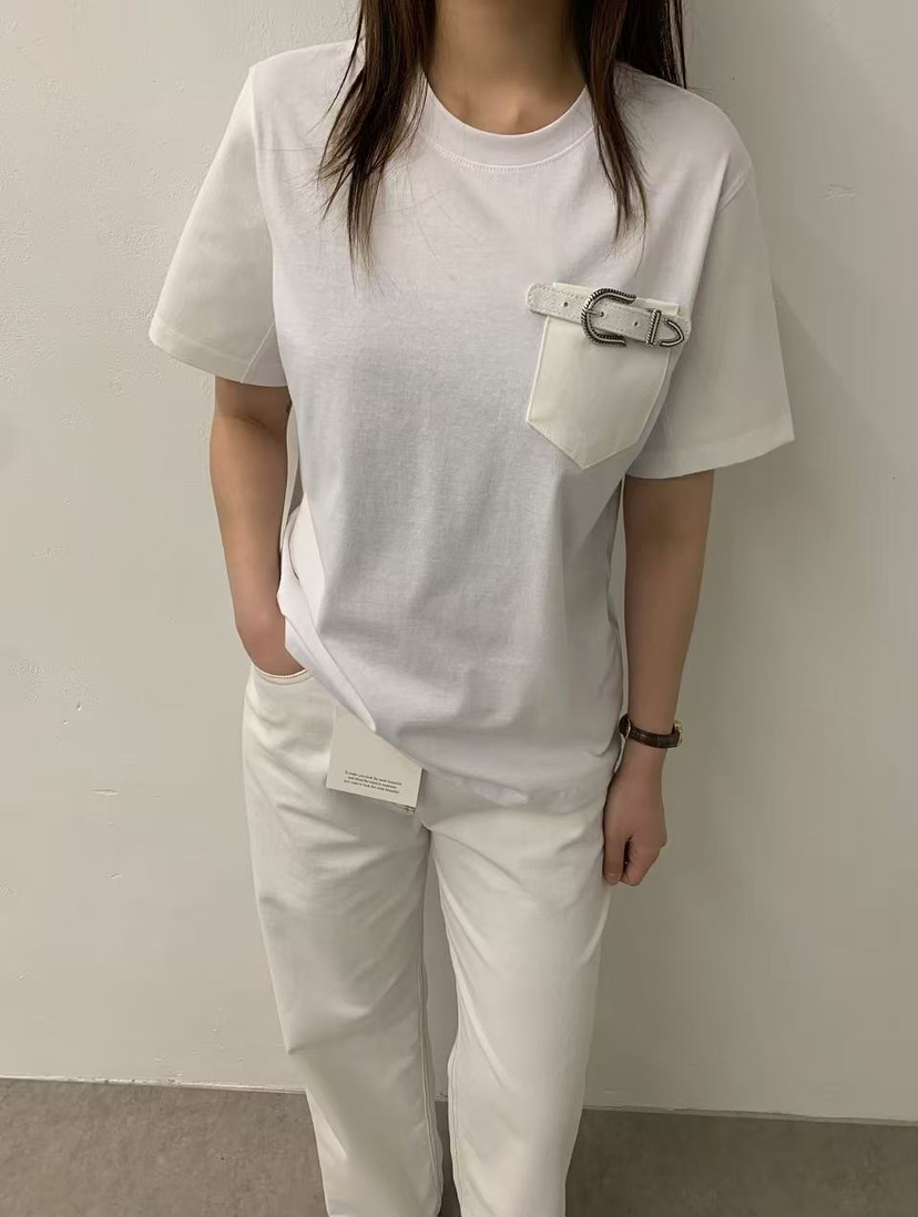 J CRANE-A直郵韓國代購㊣女裝新品推薦人氣休閑T恤棉質腰帶J CRANET恤