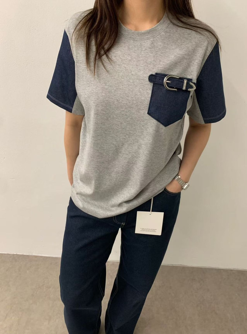 J CRANE-A直郵韓國代購㊣女裝新品推薦人氣休閑T恤棉質腰帶J CRANET恤