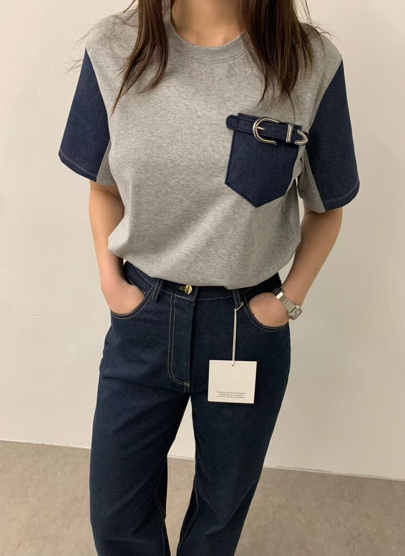 J CRANE-A直郵韓國代購㊣女裝新品推薦人氣休閑T恤棉質腰帶J CRANET恤