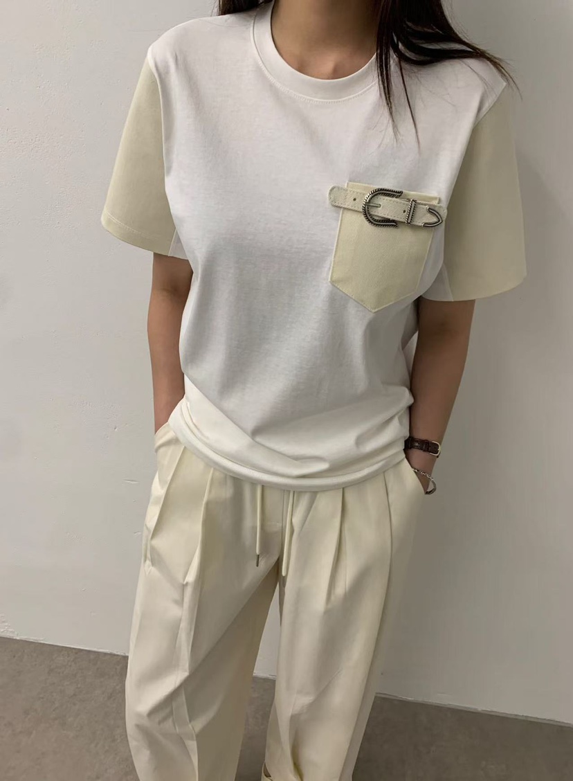 J CRANE-A直郵韓國代購㊣女裝新品推薦人氣休閑T恤棉質腰帶J CRANET恤