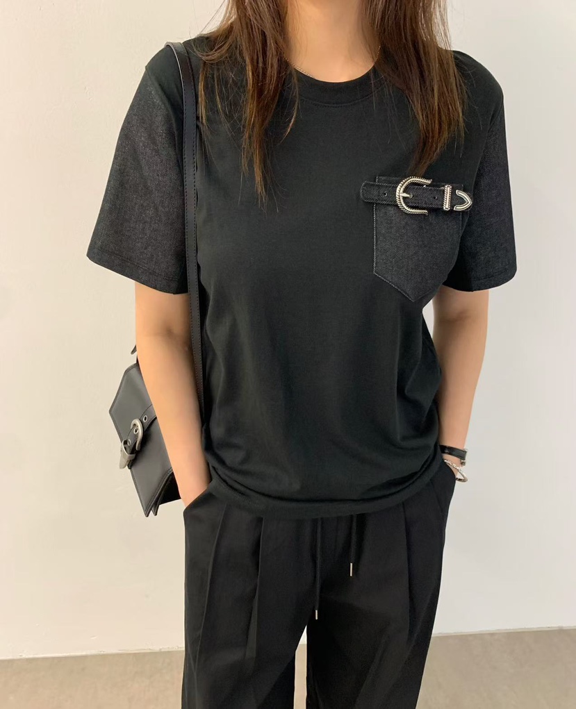 J CRANE-A直郵韓國代購㊣女裝新品推薦人氣休閑T恤棉質腰帶J CRANET恤
