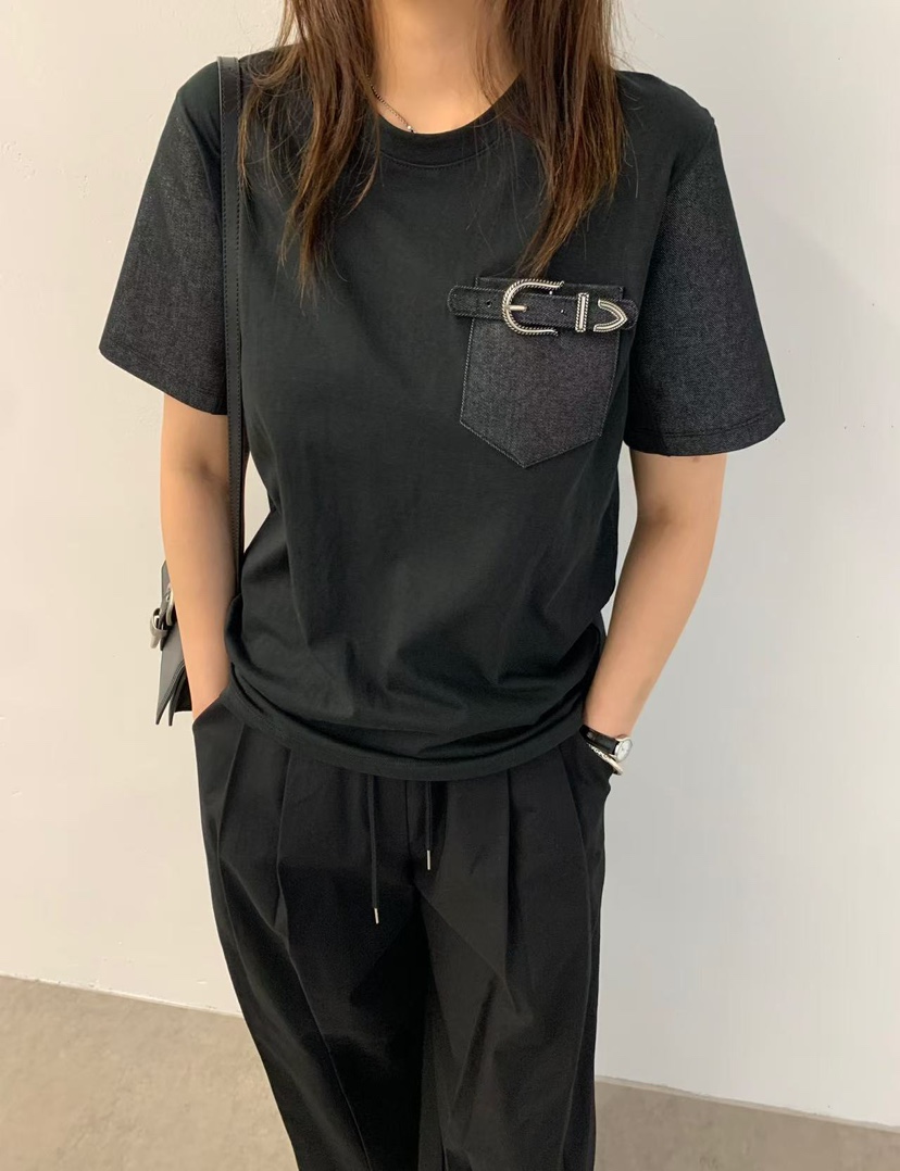 J CRANE-A直郵韓國代購㊣女裝新品推薦人氣休閑T恤棉質腰帶J CRANET恤