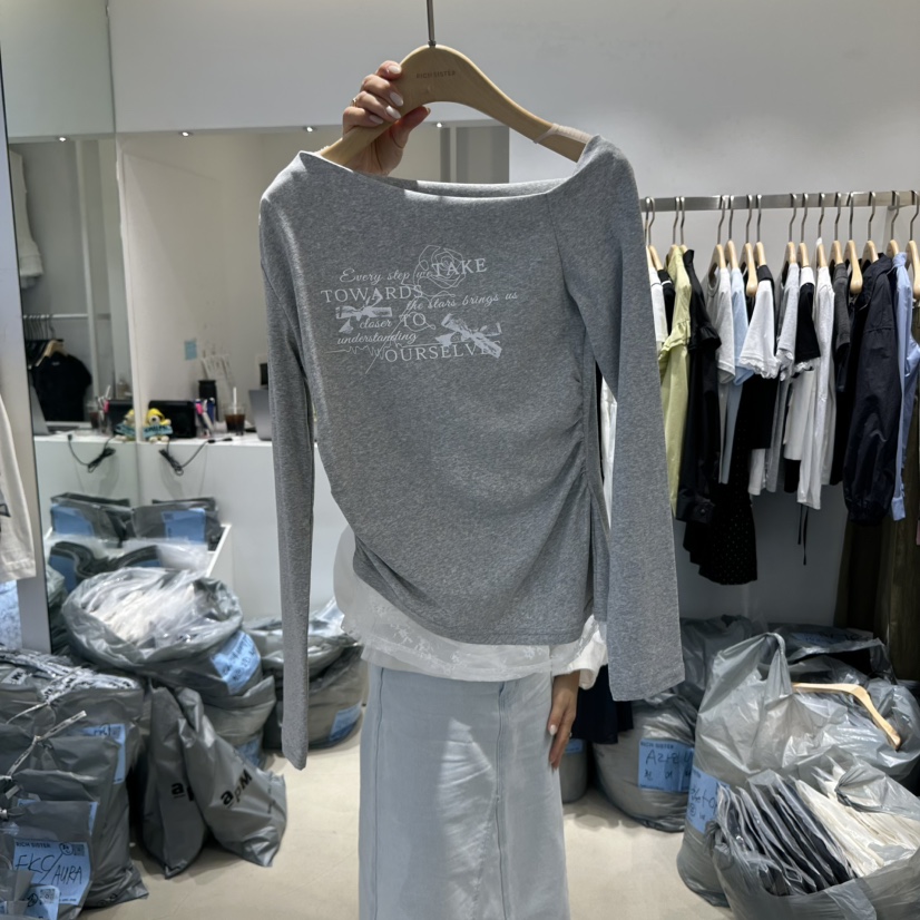 RICH SISTER直郵韓國代購㊣女裝新品休閑推薦人氣熱賣長袖T恤RICH SISTER長袖T恤圖色2