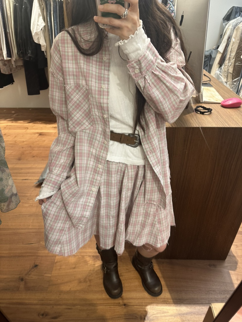 BARCELONA韓國直郵㊣女裝新品熱賣時尚半身裙中短裙格紋半身裙BARCE LONA半身裙/中短裙
