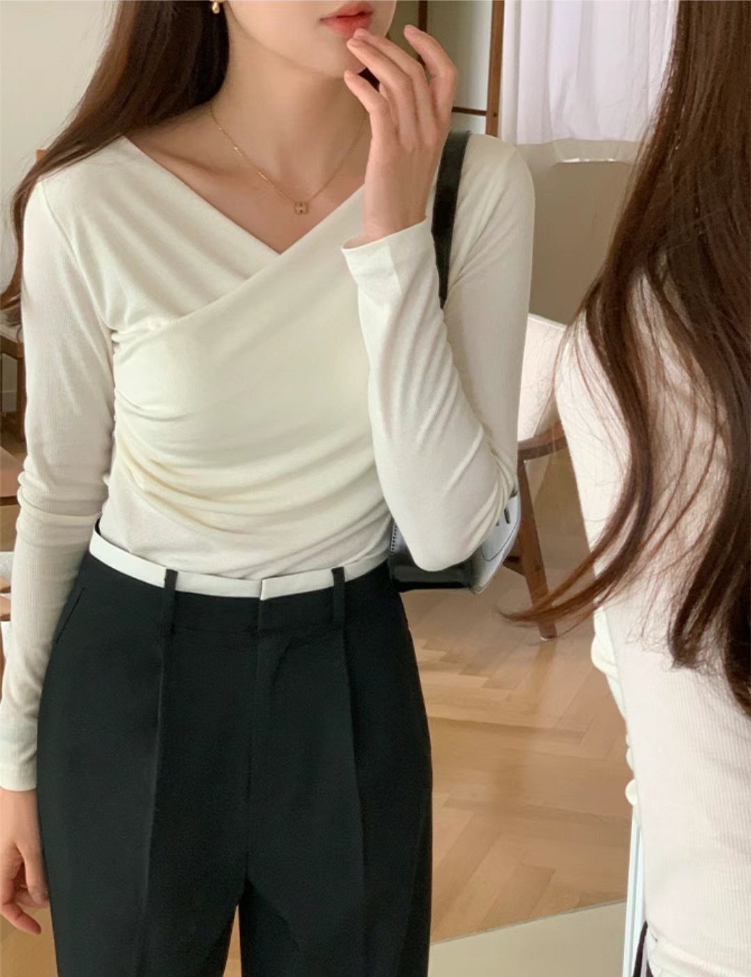 AFARRIER直郵韓國代購㊣女裝新款時尚推薦休閑25春夏長袖T恤AFARRIER長袖T恤
