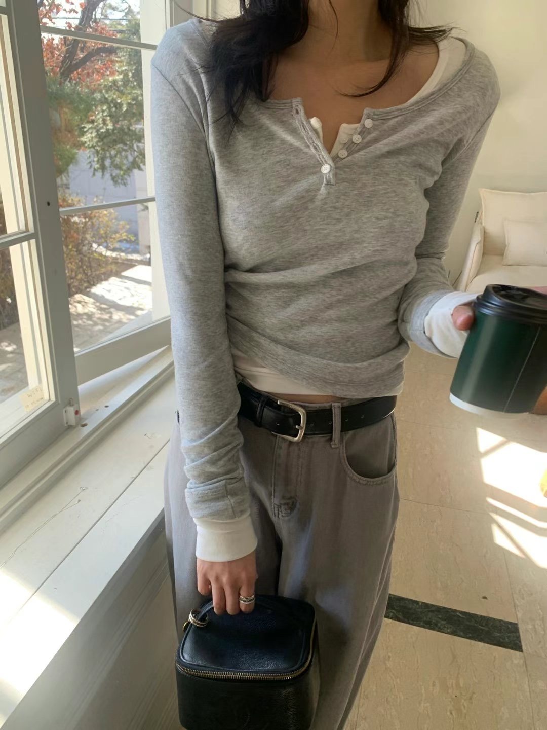 LIBERTY直郵韓國代購㊣女裝新品休閑時尚25春夏熱賣長袖T恤LIBERTY長袖T恤